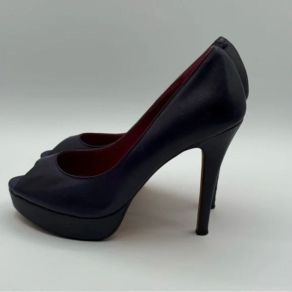 Cole Haan Mariela Air Purple Leather Peep Toe Pumps Women 6.5B - Picture 4 of 16